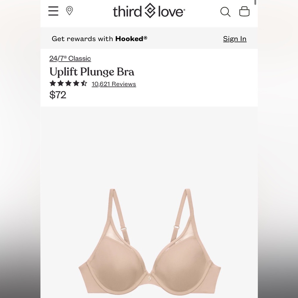 ThirdLove Uplift 24/7 Classic Plunge Bra Size 34C1/2
